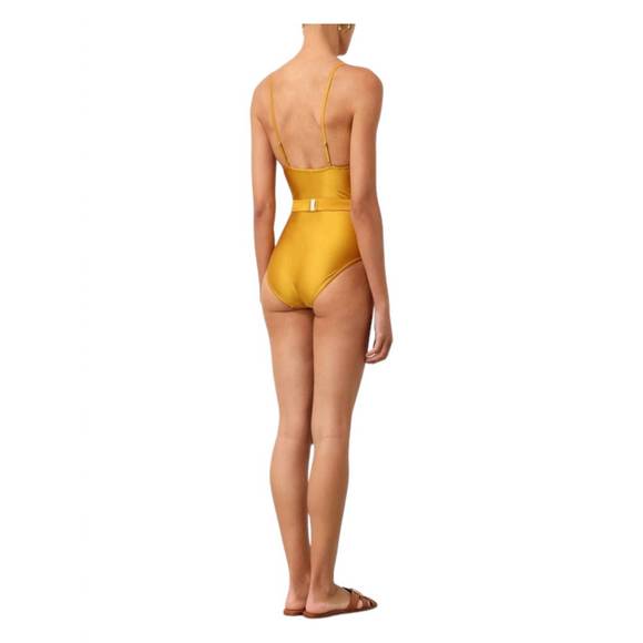 NEW ZIMMERMANN august plunge v wire swimsuit in honey - Picture 3 of 5